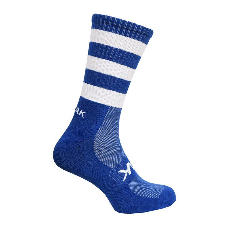 Atak Shox Mid leg football socks Royal Hooped