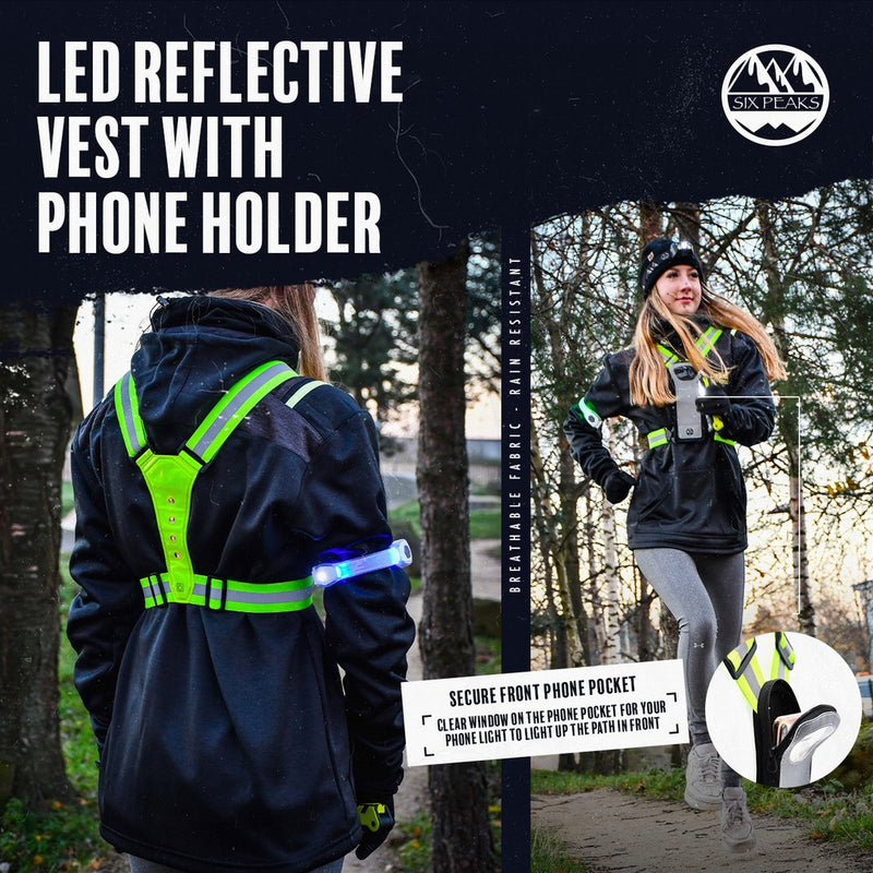 Six Peaks LED Reflective Sport Vest with Phone Holder