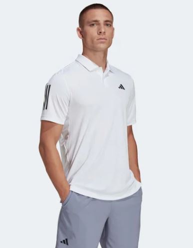 Adidas Club 3 Stripe Polo White