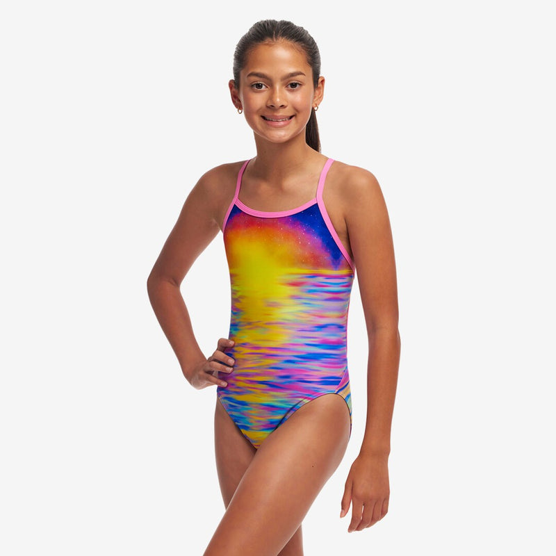 Funkita girls Single Strap One Piece Darkinjung Sunset