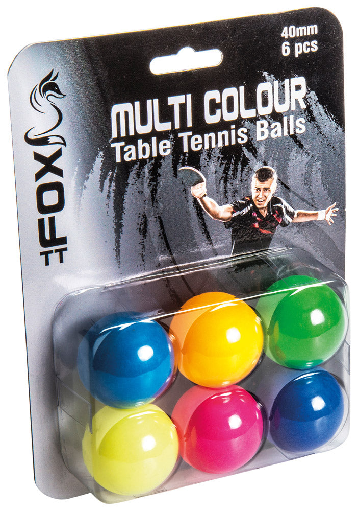 Fox Coloured Table Tennis Balls (6 pack)